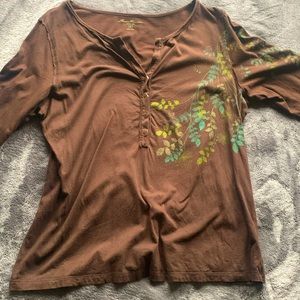 Eddie Bauer Brown Floral Top